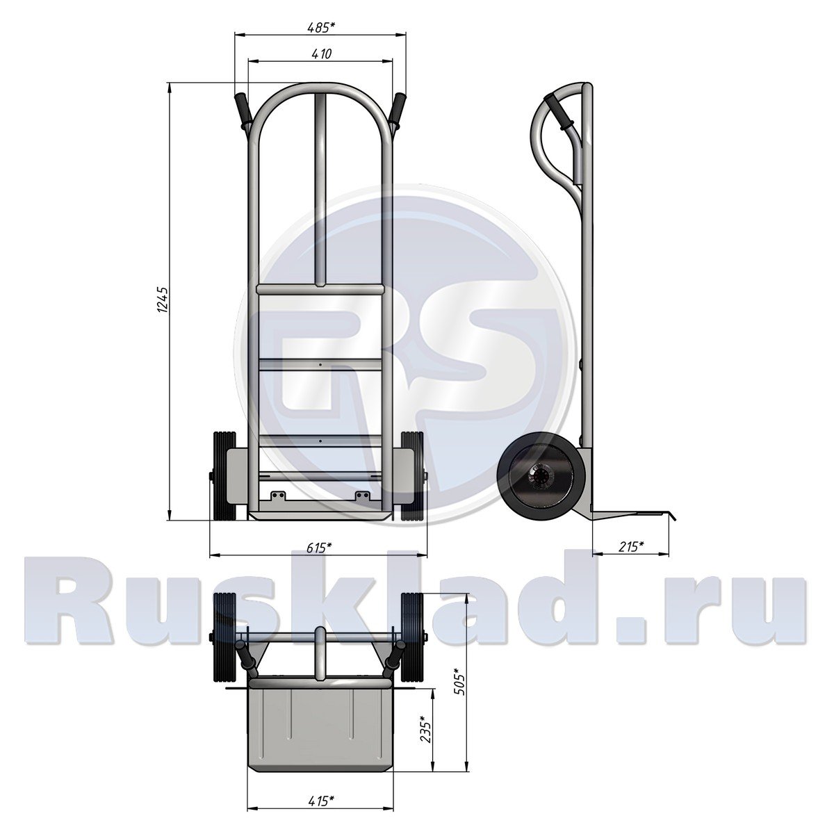 Тележка грузовая двухколесная с откидной полкой кг 250 п г п 250 кг 615x1245x852