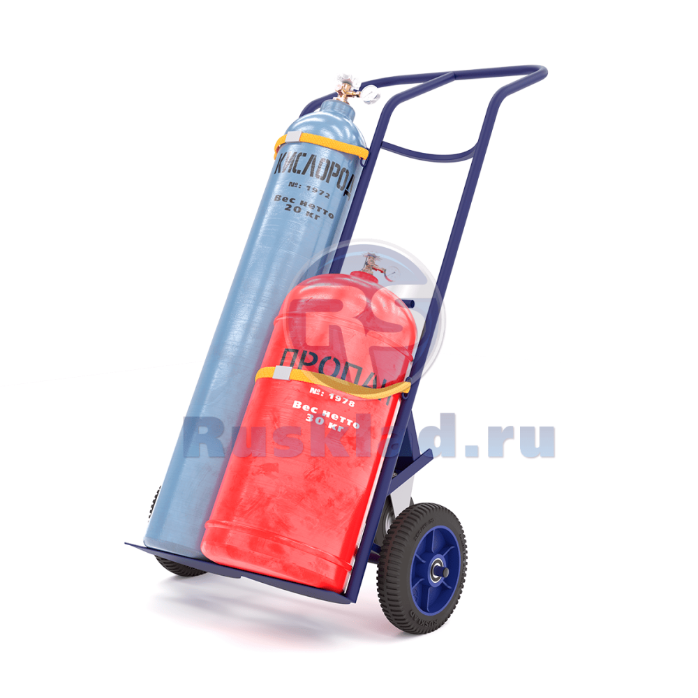 Тележка для перевозки двух газовых баллонов с фиксацией ремнём КП 2 (г/п 220кг)